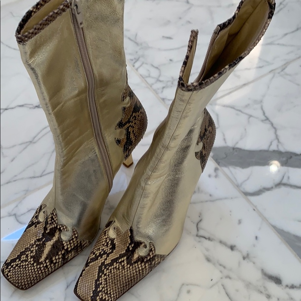 Gold snakeskin boots